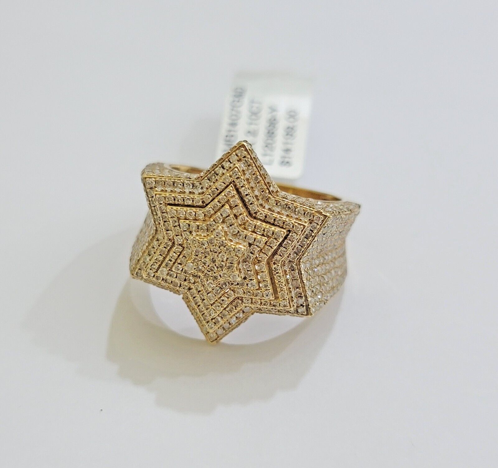 Real 10k gold Diamond Mens Ring Star Layer Band 2 CT Natural Diamond Yellow Gold - GoldenlinQ